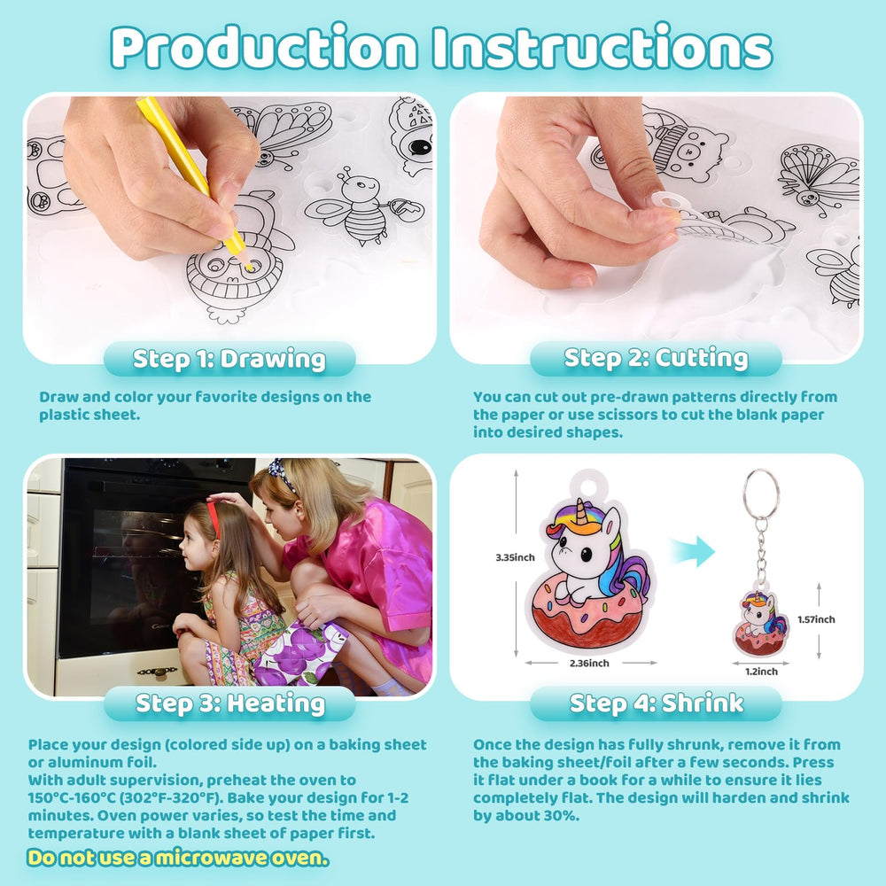 Funtopia Shrinky Dink kit showing keychain and pendant assembly for personalized gifts.