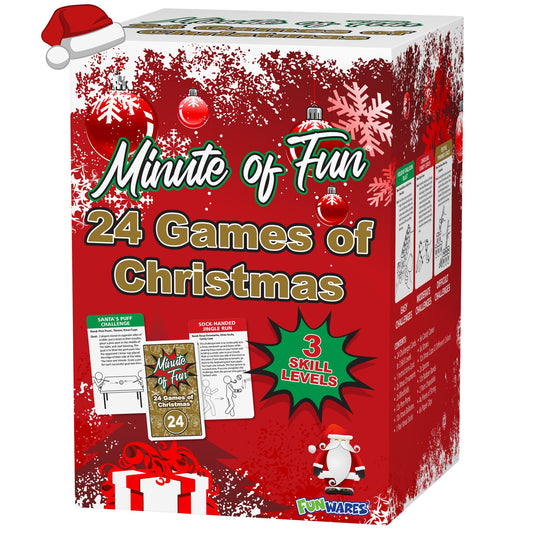 Funwares 24 Days of Christmas Games box front for easy family countdown fun