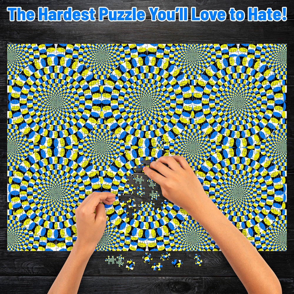 Funwares puzzle finish swirls into a kinetic visual experience for curious minds.