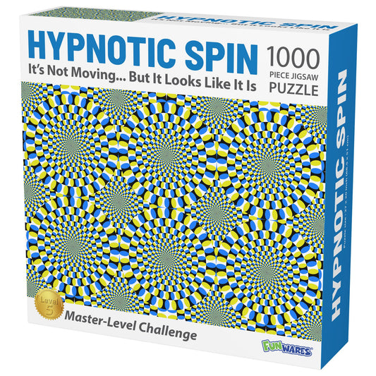 Funwares Optical Illusion Puzzle 1000 pieces reveals hypnotic movement when completed.