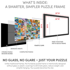 Funwares puzzle frame fits most 1000-piece puzzles up to 27 by 20 inches
