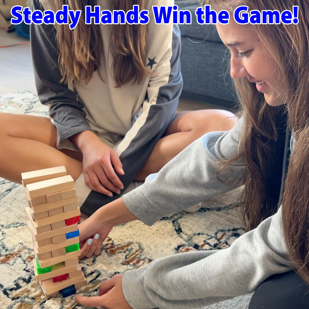Funwares Stack Attack family game night scene for indoor or outdoor fun.