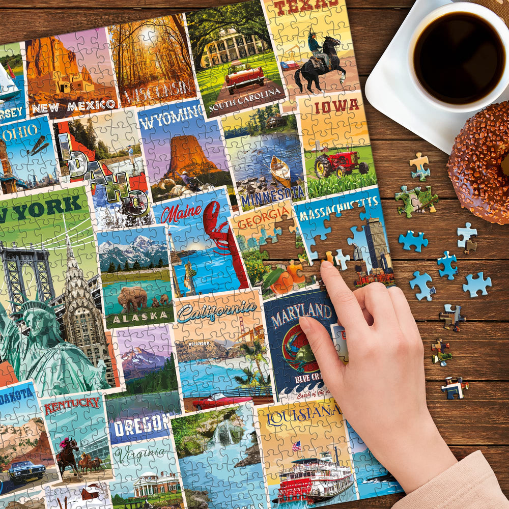 Funwares US States poster puzzle Statue of Liberty portrait enhances learning display