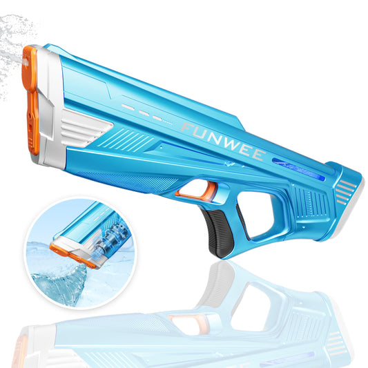Funwee electric water gun blue front view for outdoor pool battles