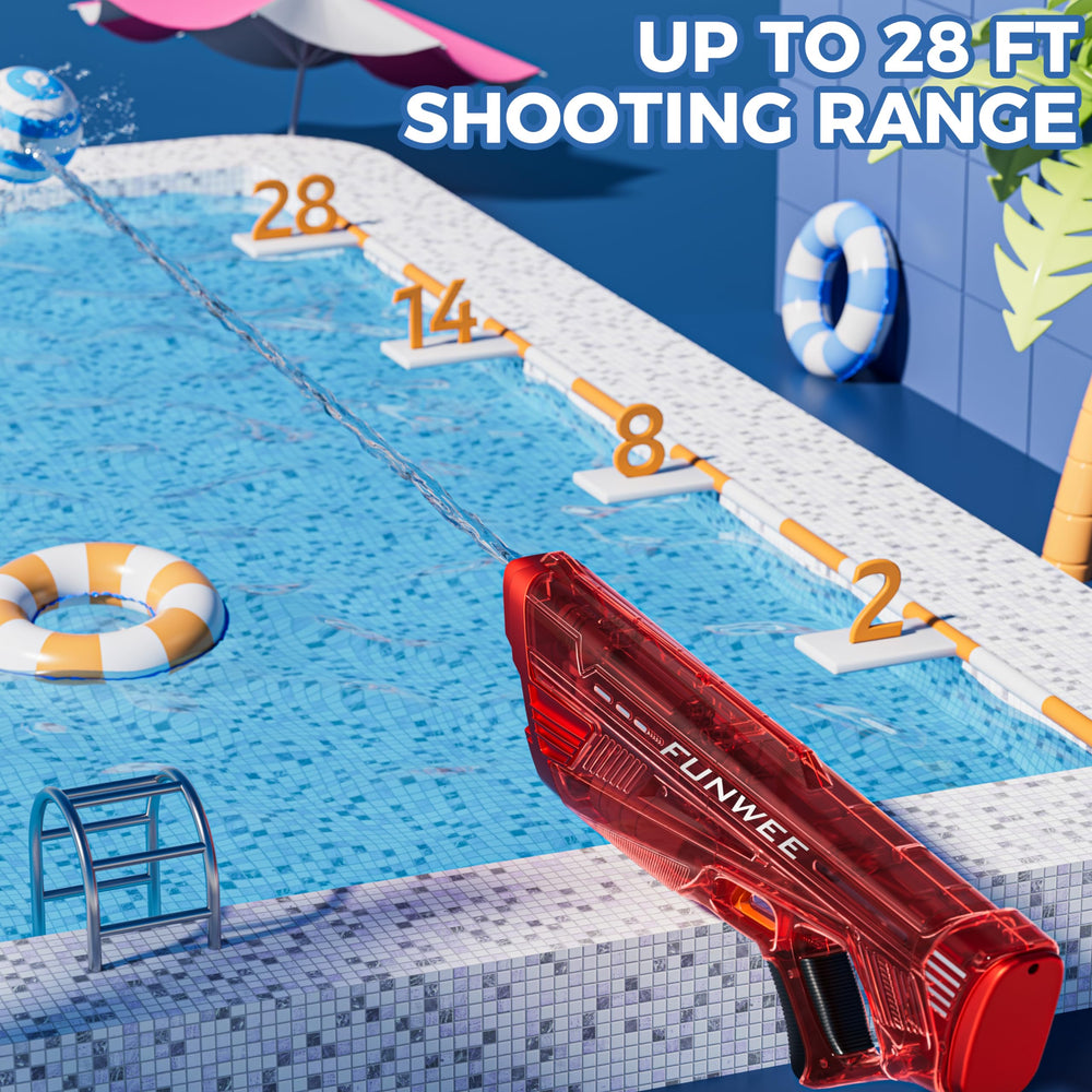 Funwee electric water gun fast reload design for quick refill sessions during play.