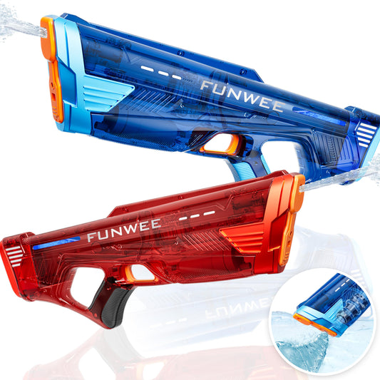 Funwee electric water gun front view ready for outdoor battles with long-range action