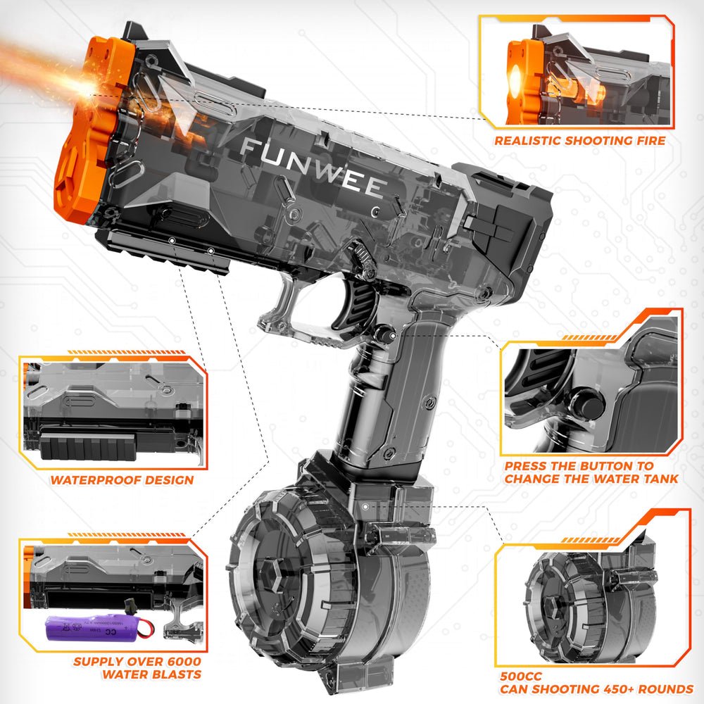 High-capacity tank supports extended play with fewer refills
