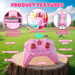 Funwee RC Farm Tractor pink trailer brings mini farm loads to playtime.