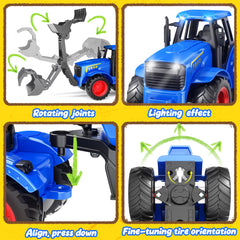 Funwee RC Tractor blue cow and sheep set adds lifelike barnyard companions