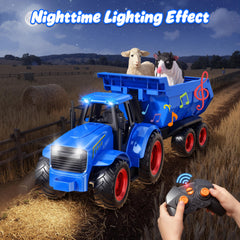 Funwee RC Tractor blue haystacks enhance loading and unloading pretend farming