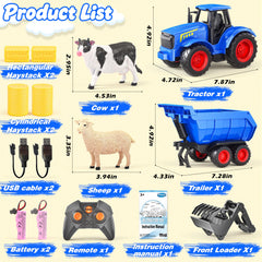 Funwee RC Tractor blue LED lights simulate daytime farm work