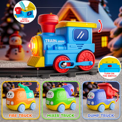 Funwee Steam Track Train engineering vehicles support hands-on construction play.