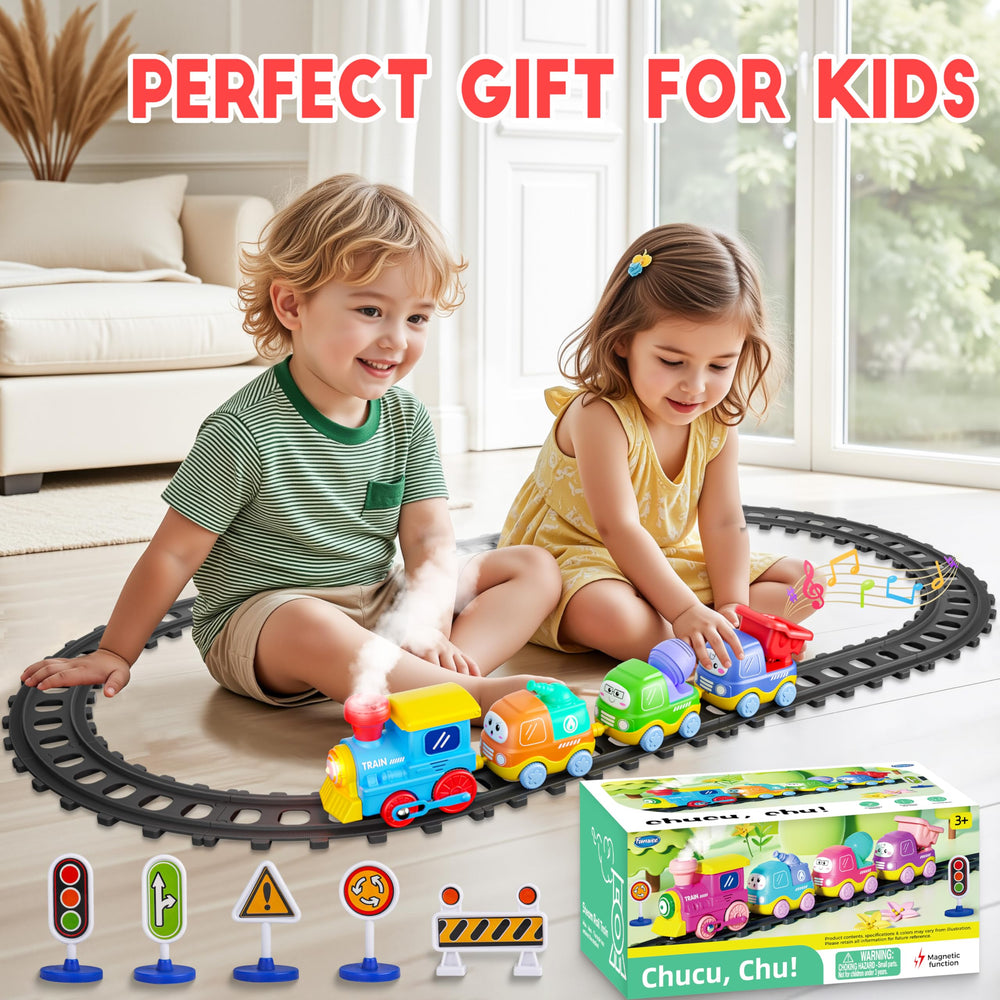 Funwee Steam Track Train straight tracks extend stable, easy-to-build sections.