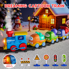 Funwee Steam Track Train traffic signs help with guided imaginative routes.