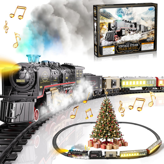 Funwee train set front view, ready for holiday playtime with vivid features.