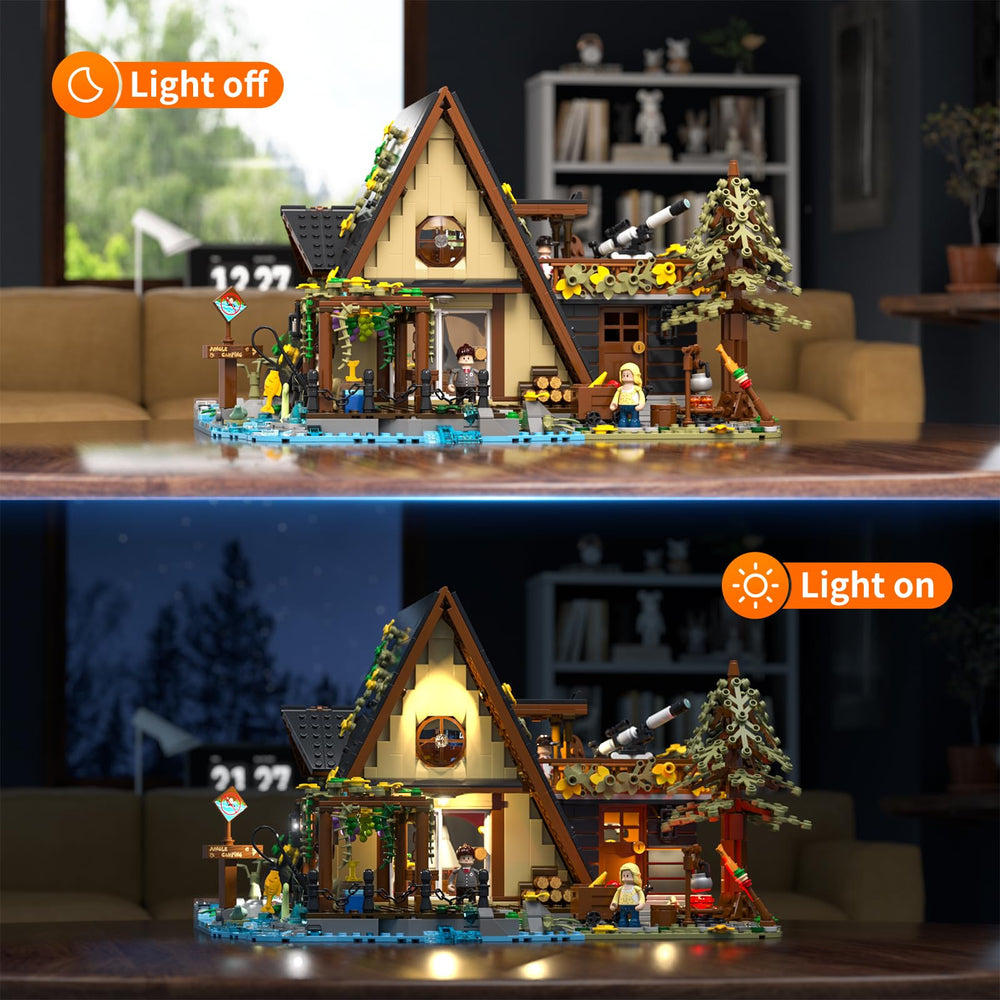 FUNWHOLE A-Frame cabin balcony telescope invites imaginative exploration.