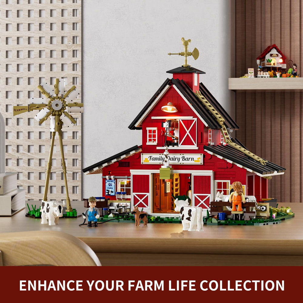 FUNWHOLE Farm Cow-Barn interior lighting strings illuminate the floors