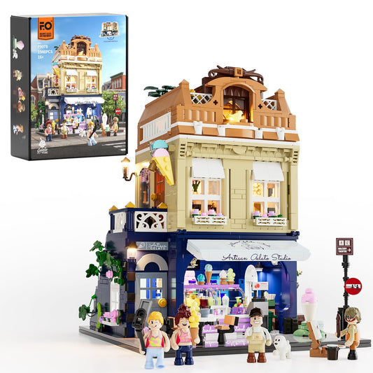 FUNWHOLE Gelato Store LED storefront lighting enhances curb appeal and inviting atmosphere