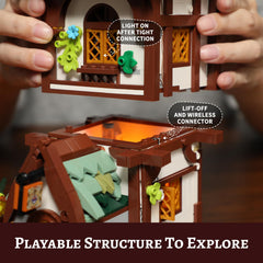 FUNWHOLE Medieval market corner building showcases authentic architecture for collectible display