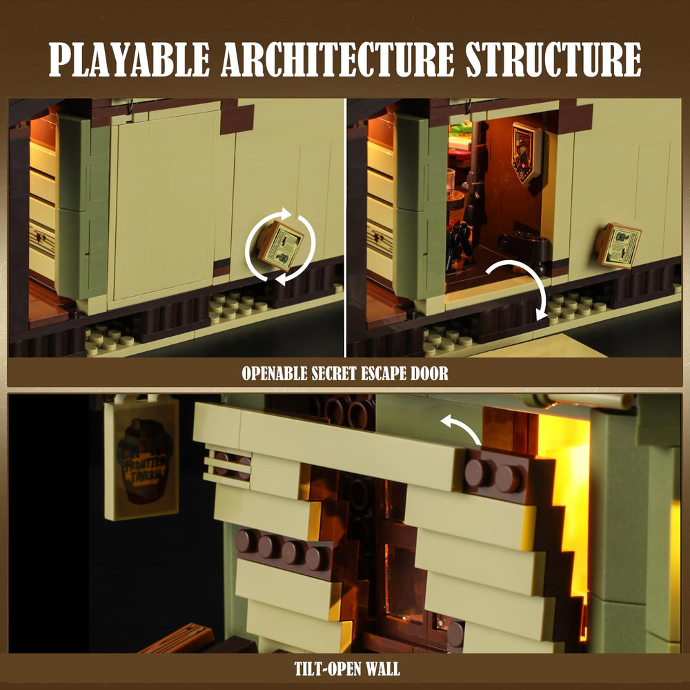 FUNWHOLE Western-Saloon Lighting bat doors detail enhances Old West ambiance.