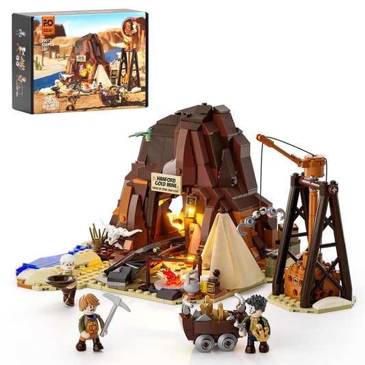 FUNWHOLE Wild West Gold Mine lighting campfire enhances nighttime realism for display