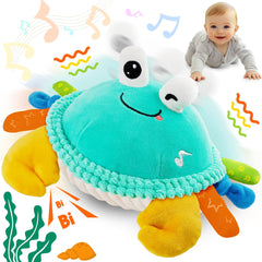 FUNZBO crab toy for 12-18 months dancing and singing to spark auditory play during infancy.
