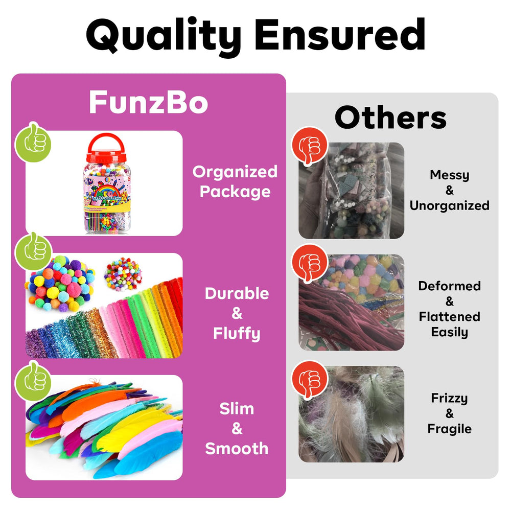 FUNZBO pompoms add soft texture and vibrant color to kid-friendly crafts.