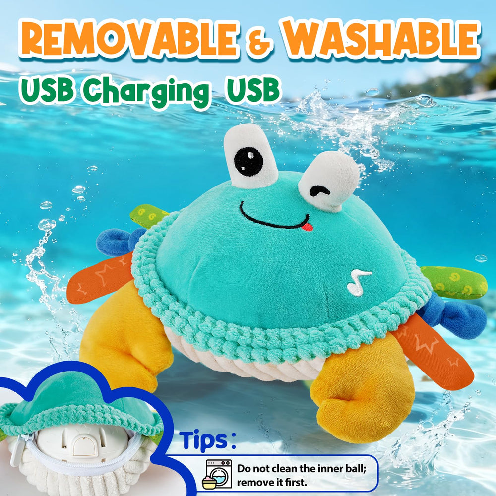 FUNZBO vibrant crab design stimulates visual interest during tummy time.