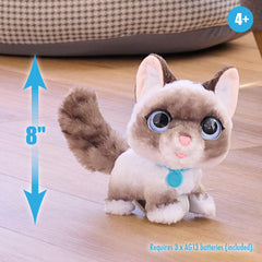 FurReal kitten in motion on floor demonstrating walking and playtime fun
