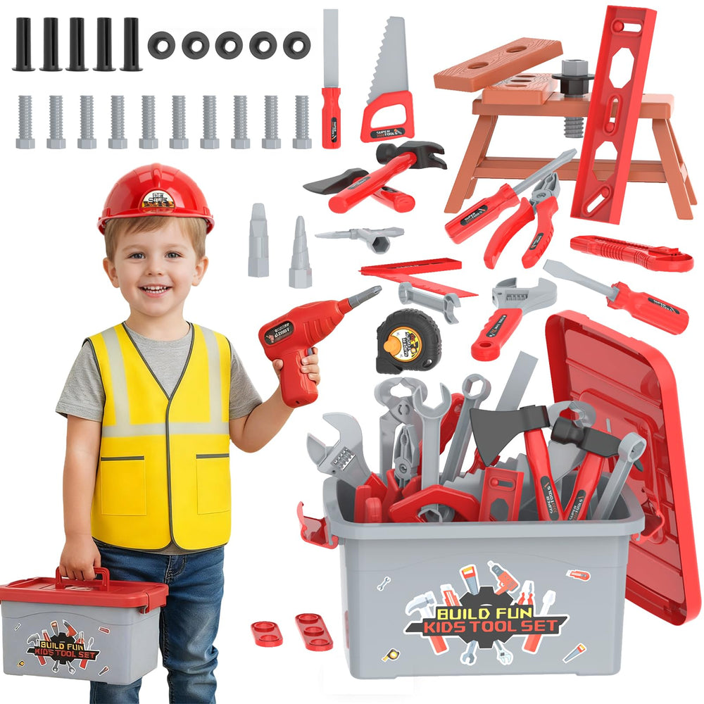 Fursnob 58-piece tool set with drill for hands-on construction play and STEM exploration