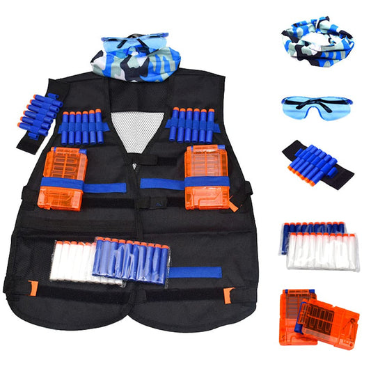 Fury Strike tactical vest front view showing extra ammo ready for Nerf battles.