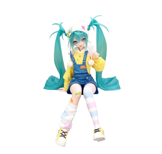 FuRyu Hatsune Miku Noodle Stopper Lollipop figure ideal for desk display.