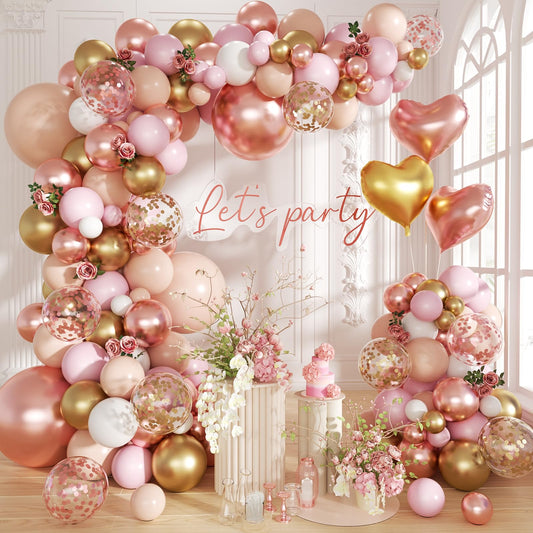 Futureferry rose gold balloon arch kit for a stunning wedding backdrop.