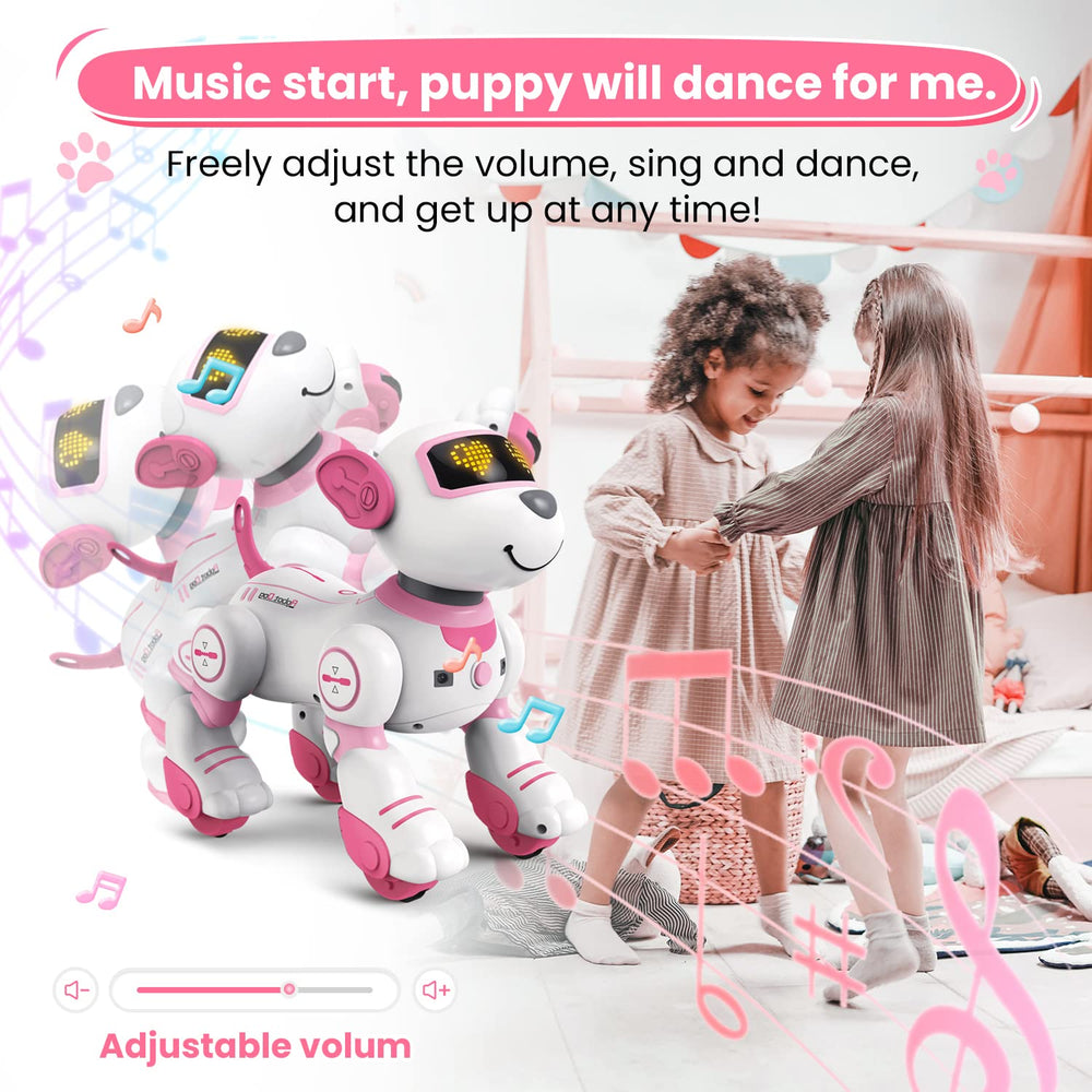 FUUY robot dog toy built-in music and lights for performance.
