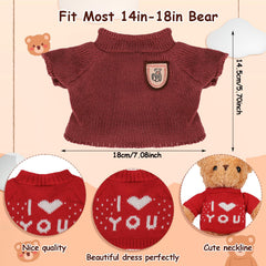 Fuyamp 10-pcs bear outfits with hoodies and sweaters for dress-up versatility.