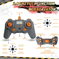 FUYLE 22-channel RC excavator ready-to-run kit for instant setup.