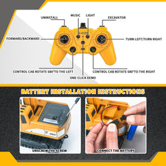 FUYLE excavator toy battery charging setup for longer sessions