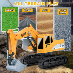 FUYLE RC excavator toy rubber tracks on varied surfaces