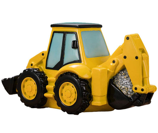 FUYU Cartoon Excavator Piggy Bank front view, a playful savings companion for kids