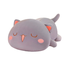 Fuyu cat stuffed animal gray squinted 15in plush for cozy room decor.