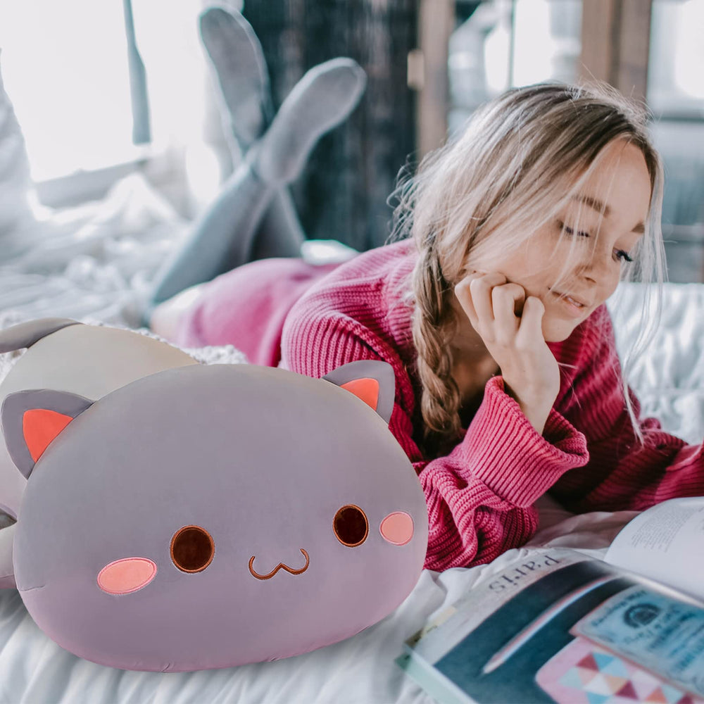 FUYU soft cat pillow with kawaii kitten design for bed or sofa decor