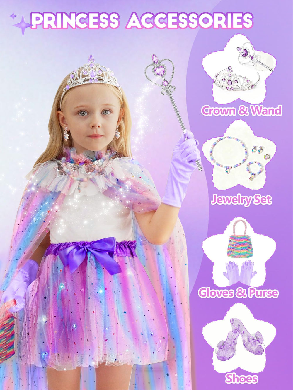 Fuzmo princess accessories with crown and wand ready for regal role-play moments.