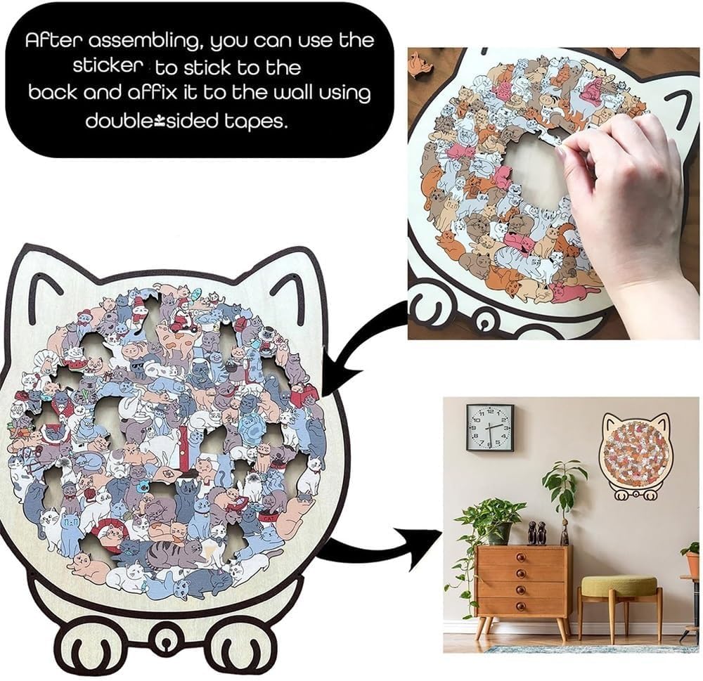 FVELPLT Morandi palette cat-outline puzzle enhances calm spaces.