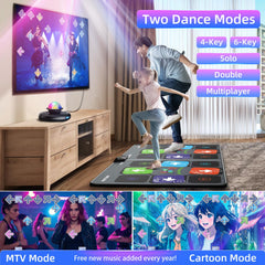 Wireless controllers enhance solo play and duels on the FWFX Dance Mat.