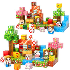 FXZYIXS Magnetic Blocks animals layout supports storytelling and cooperative play.
