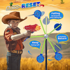 Fygurso rotating target for adjustable challenge and dynamic play.