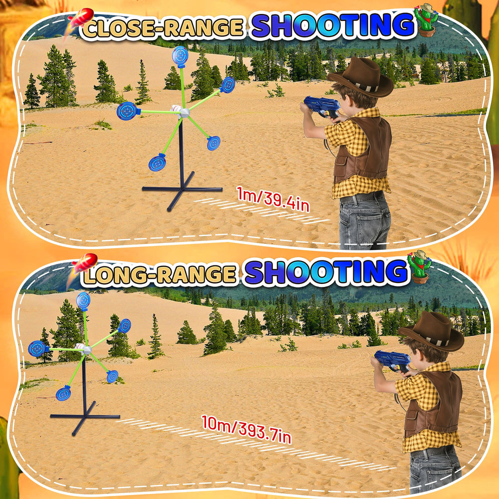 Fygurso ten-meter shooting distance expands play area and challenge.