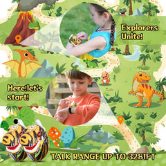 Close-up of Fygurso walkie-talkie button in dinosaur yellow for intuitive conversations.