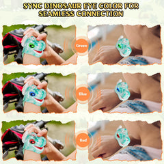 Fygurso kids walkie talkies blue dinosaur control dial shown for volume adjustment