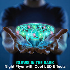 Fynhvi glow-in-the-dark shell and LED projection illuminate walls and ceilings.